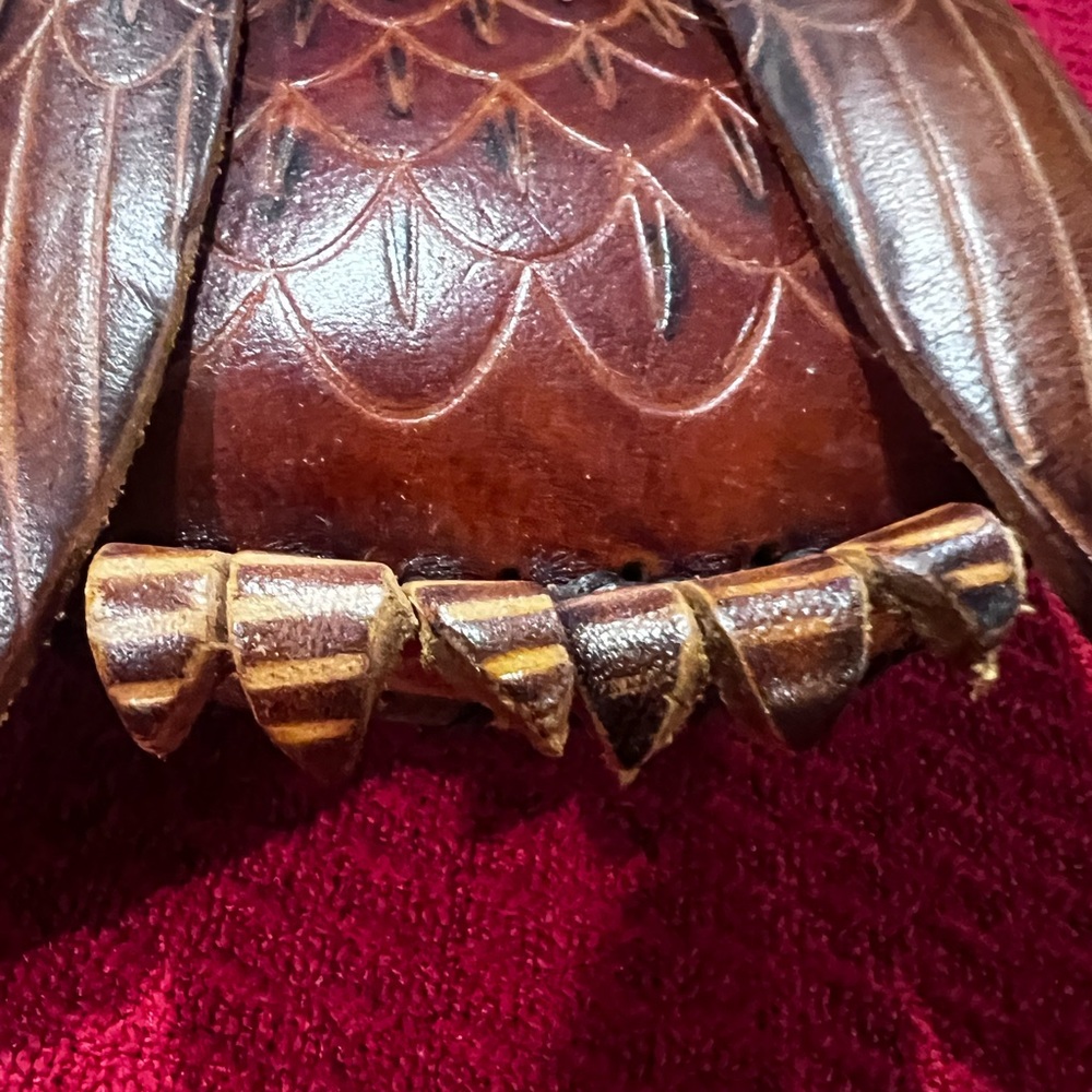🦉 Florence Italy Leather Owl Coin Purse | Articulating Wings handmade - Picture 6 of 8
